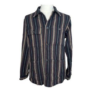 Zara Striped Long Sleeve Woven Shirt Jacket